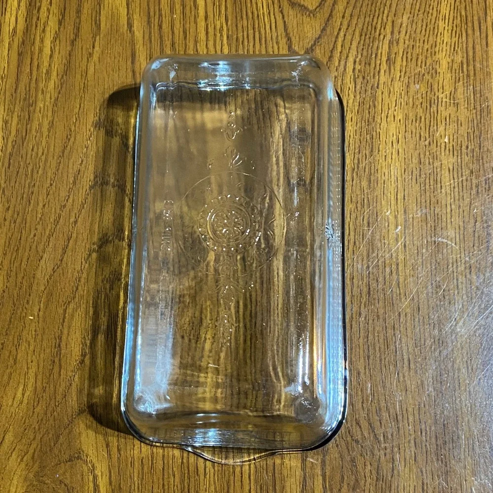 Fire-King Philbe Sapphire Blue Glass Loaf Pan Vintage 1940s Embossed 1.5‎ Qt